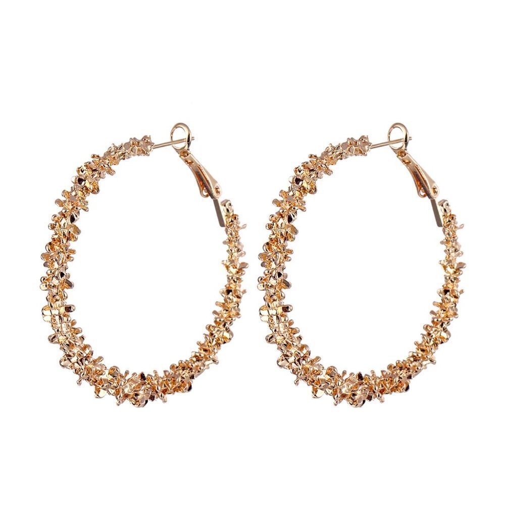 🎁Geometric Circle Round Gold Plated Hoop Earrings for Women, UNVN12435 - Picture 2 of 2